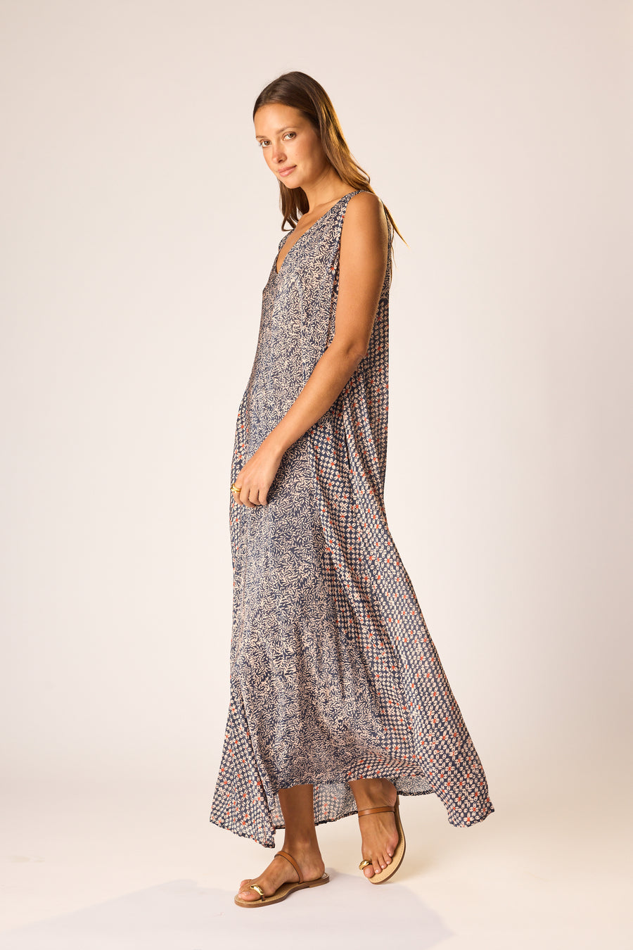 Tova Maxi with Sash Belt in Delphi Ink