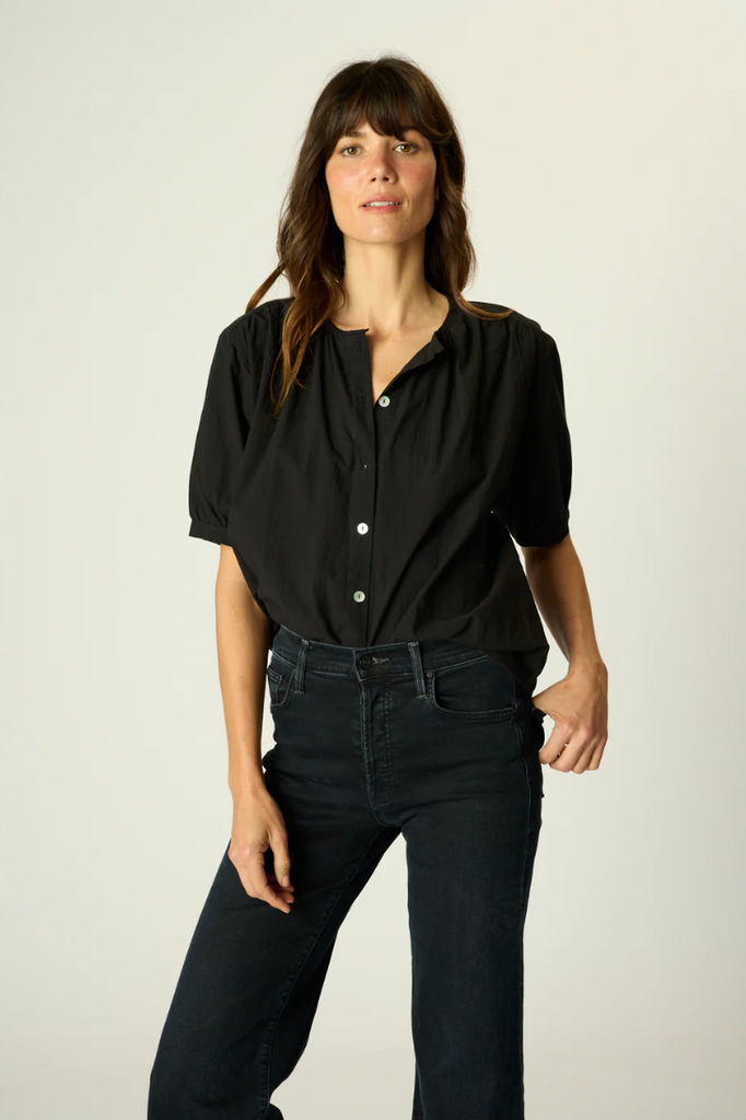 Violet Top in Black Flat Cotton