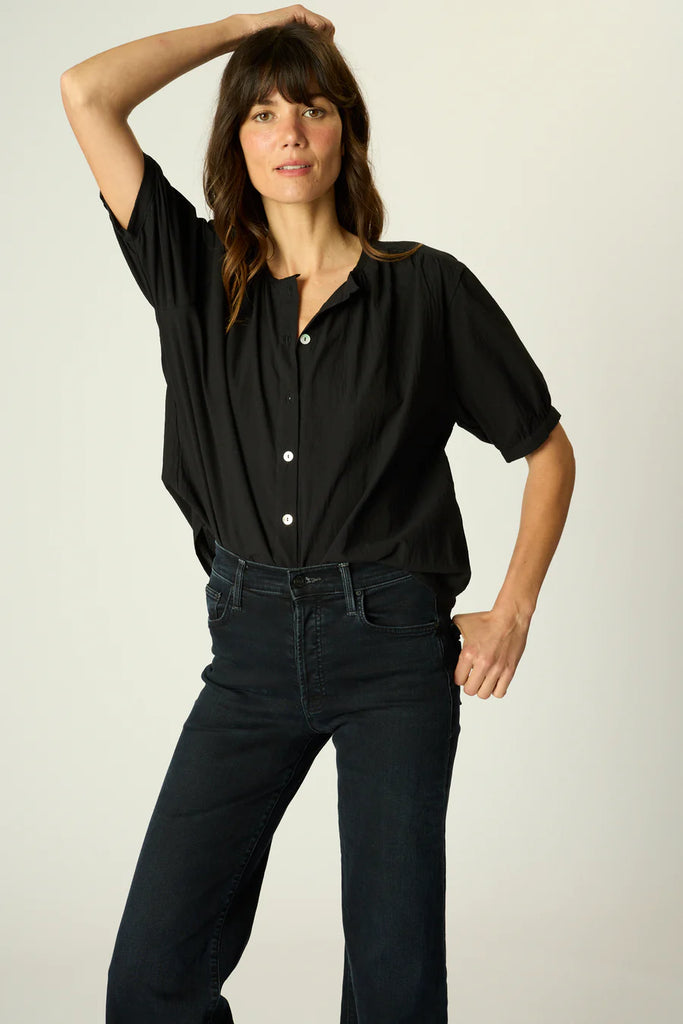 Violet Top in Black Flat Cotton