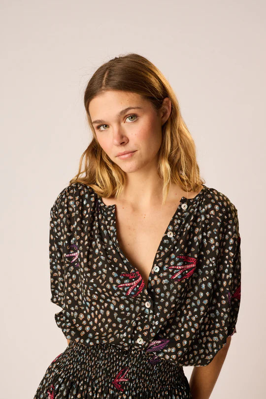 Violet Top in Swallow Black