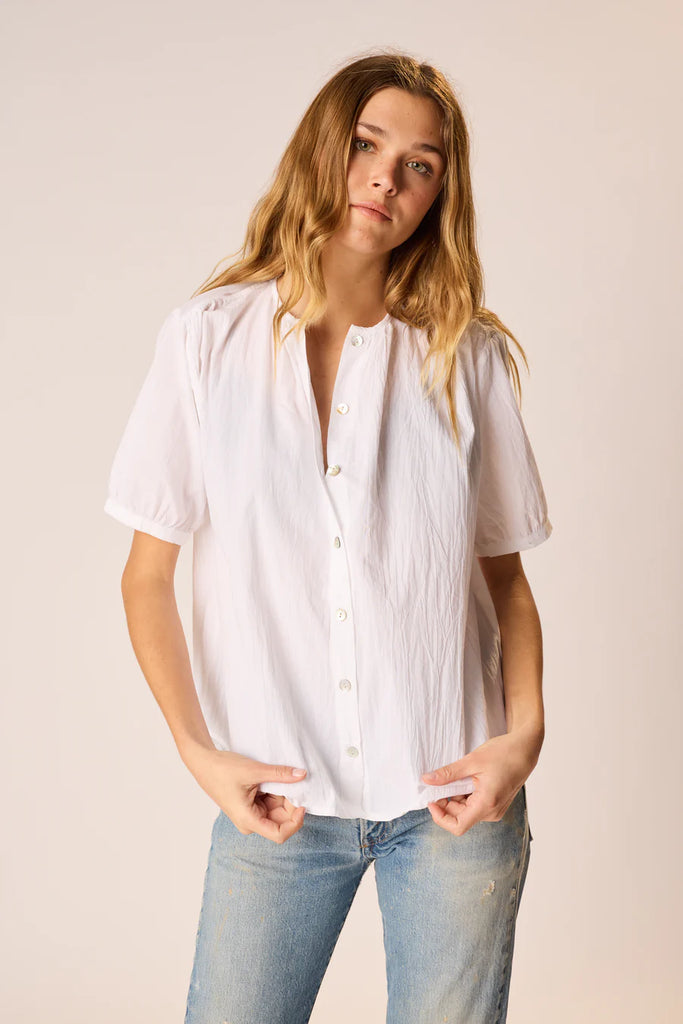 Violet Top in White Flat Cotton