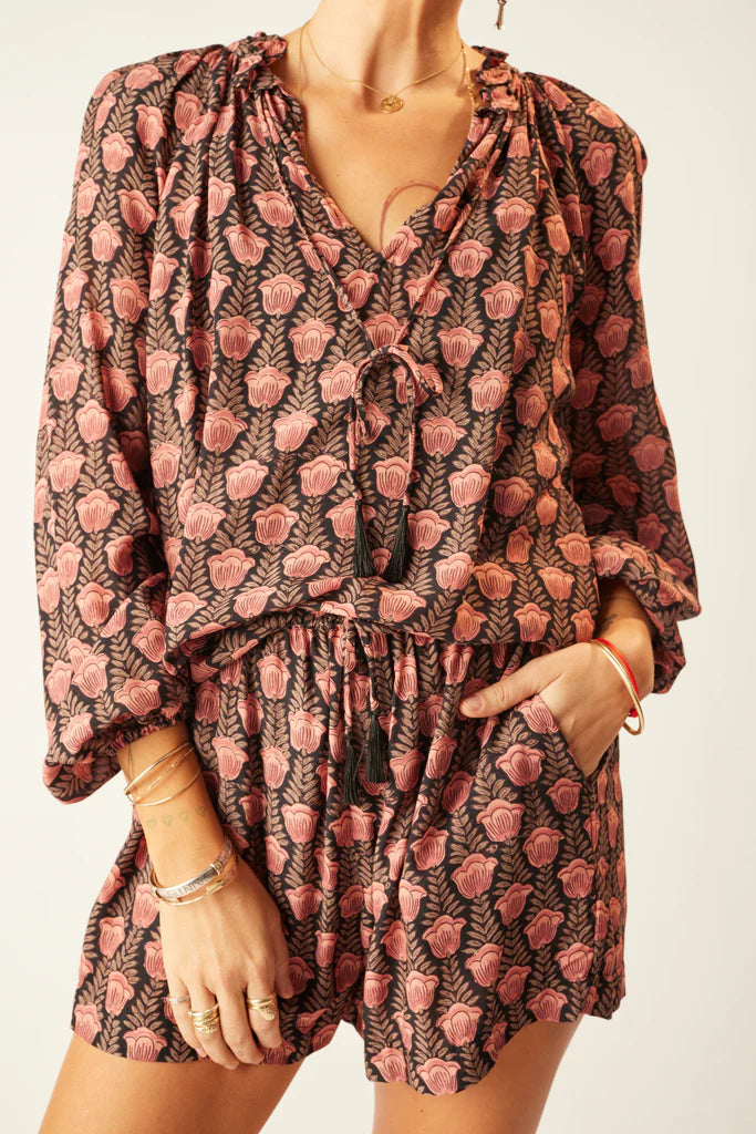 Penny Blouse in Tulip Print Kamari Black