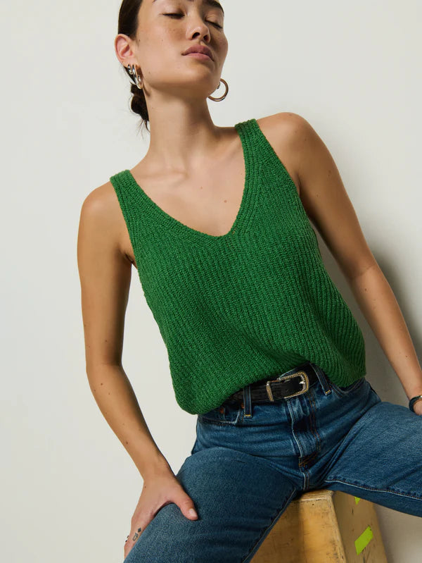 Cece Knit Tank in Green Lawn