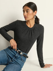 Alejandra Long Sleeve Tee in Heather Charcoal - xs
