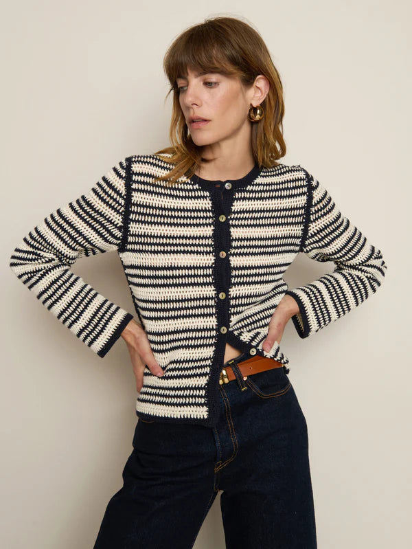 Crochet Cardigan in Crochet Seascape Stripe