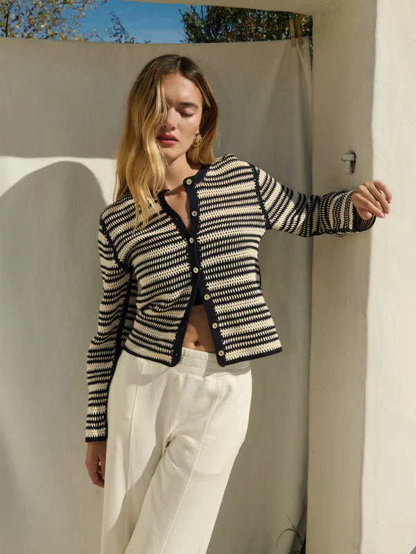 Crochet Cardigan in Crochet Seascape Stripe