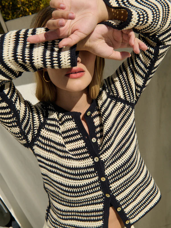 Crochet Cardigan in Crochet Seascape Stripe