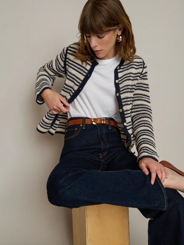 Crochet Cardigan in Crochet Seascape Stripe