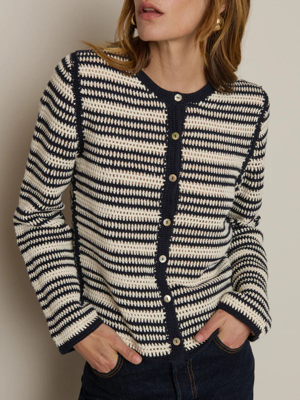 Crochet Cardigan in Crochet Seascape Stripe