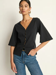 Gisela Half Sleeve Top in Jet Black - l