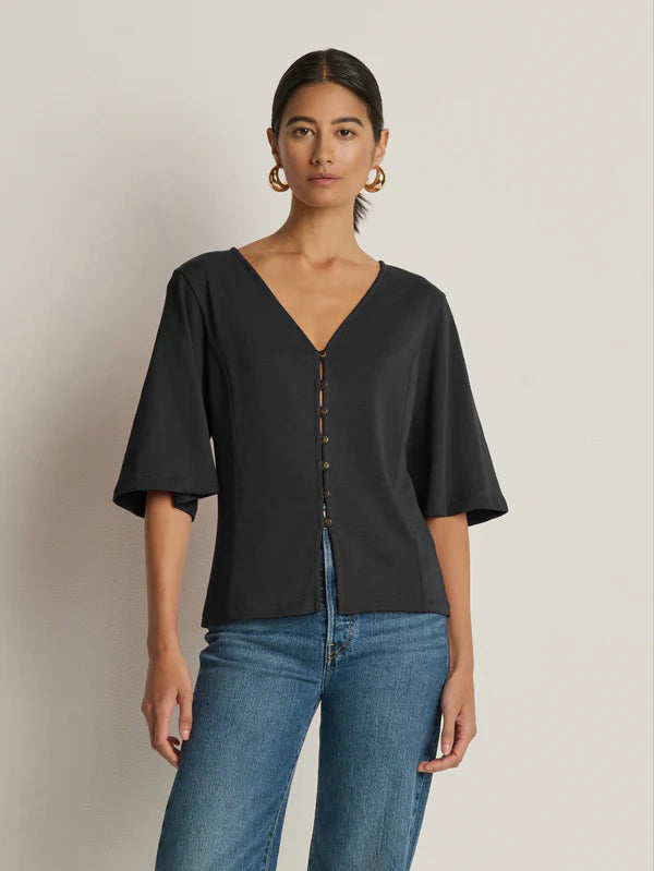 Gisela Half Sleeve Top in Jet Black