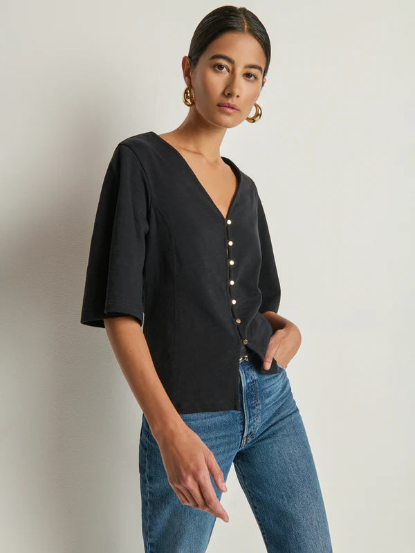 Gisela Half Sleeve Top in Jet Black
