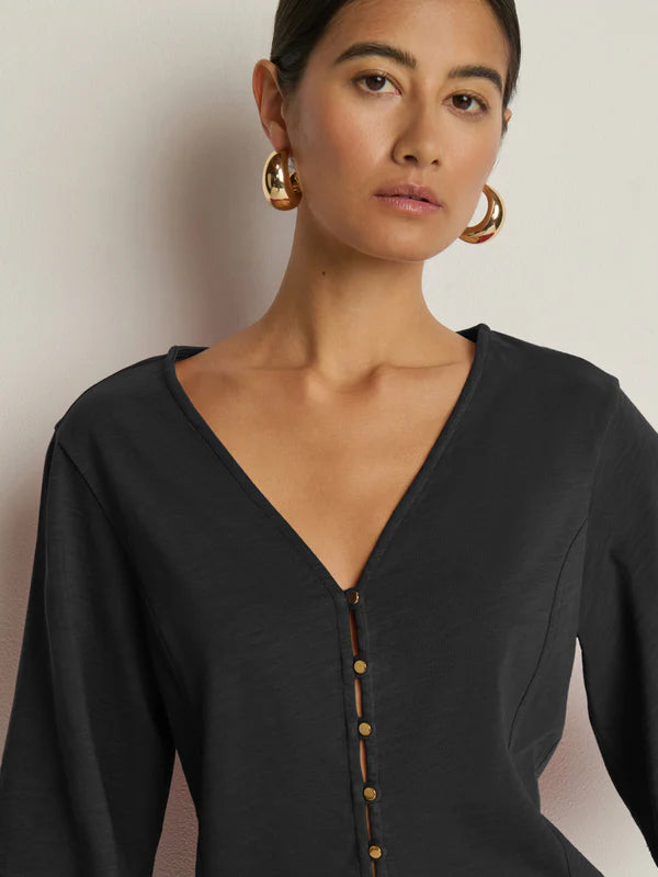 Gisela Half Sleeve Top in Jet Black