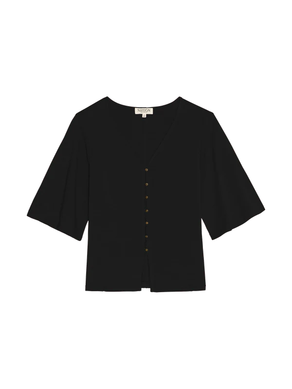 Gisela Half Sleeve Top in Jet Black