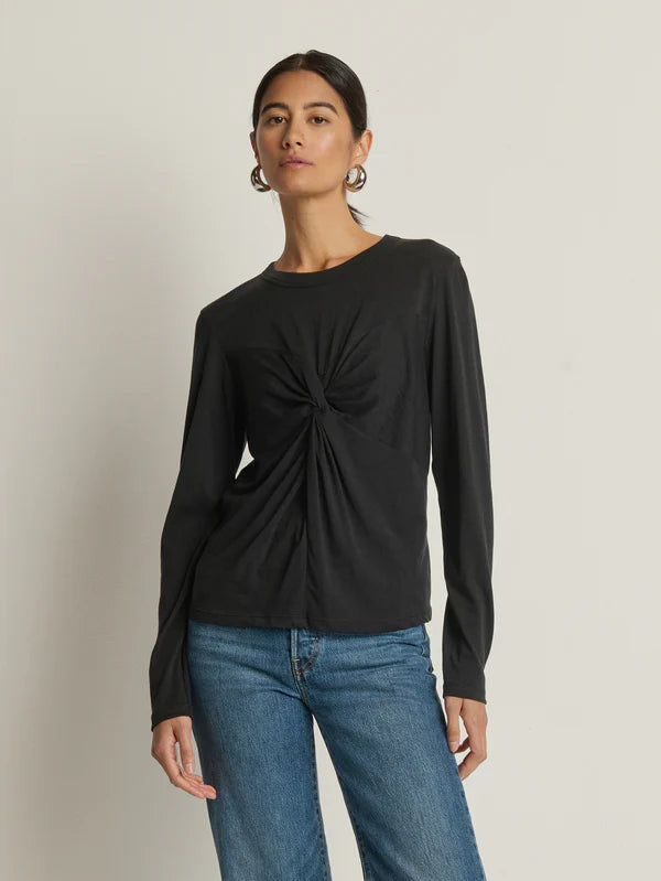 Marion Twist Front Tee in Jet Black