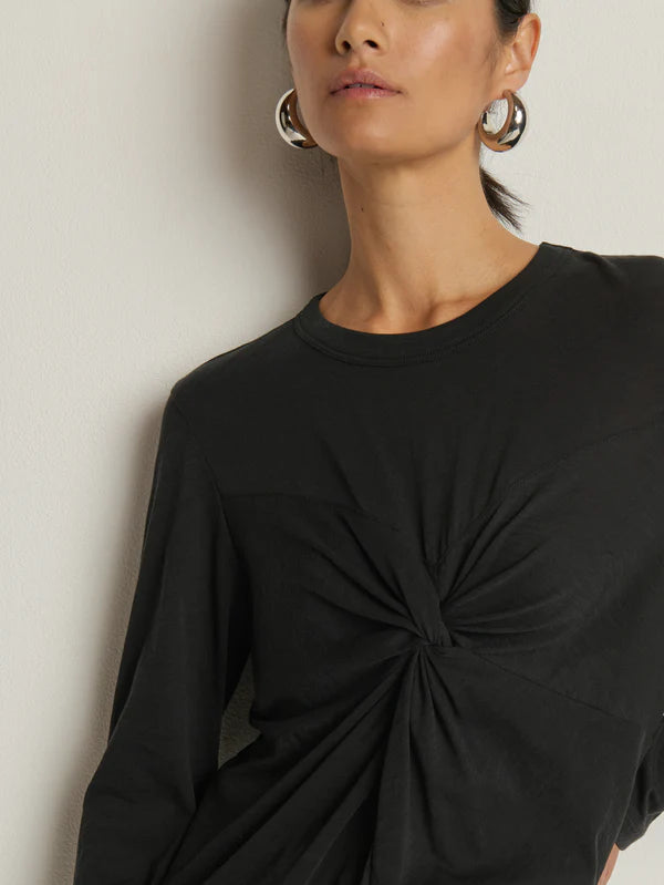 Marion Twist Front Tee in Jet Black