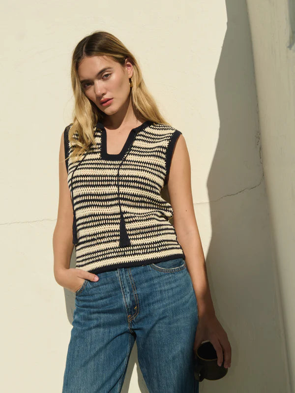 Priscilla Crochet Tank in Seascape Stripe