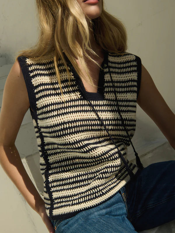 Priscilla Crochet Tank in Seascape Stripe