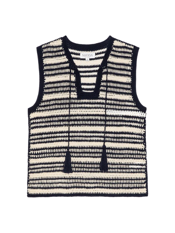 Priscilla Crochet Tank in Seascape Stripe