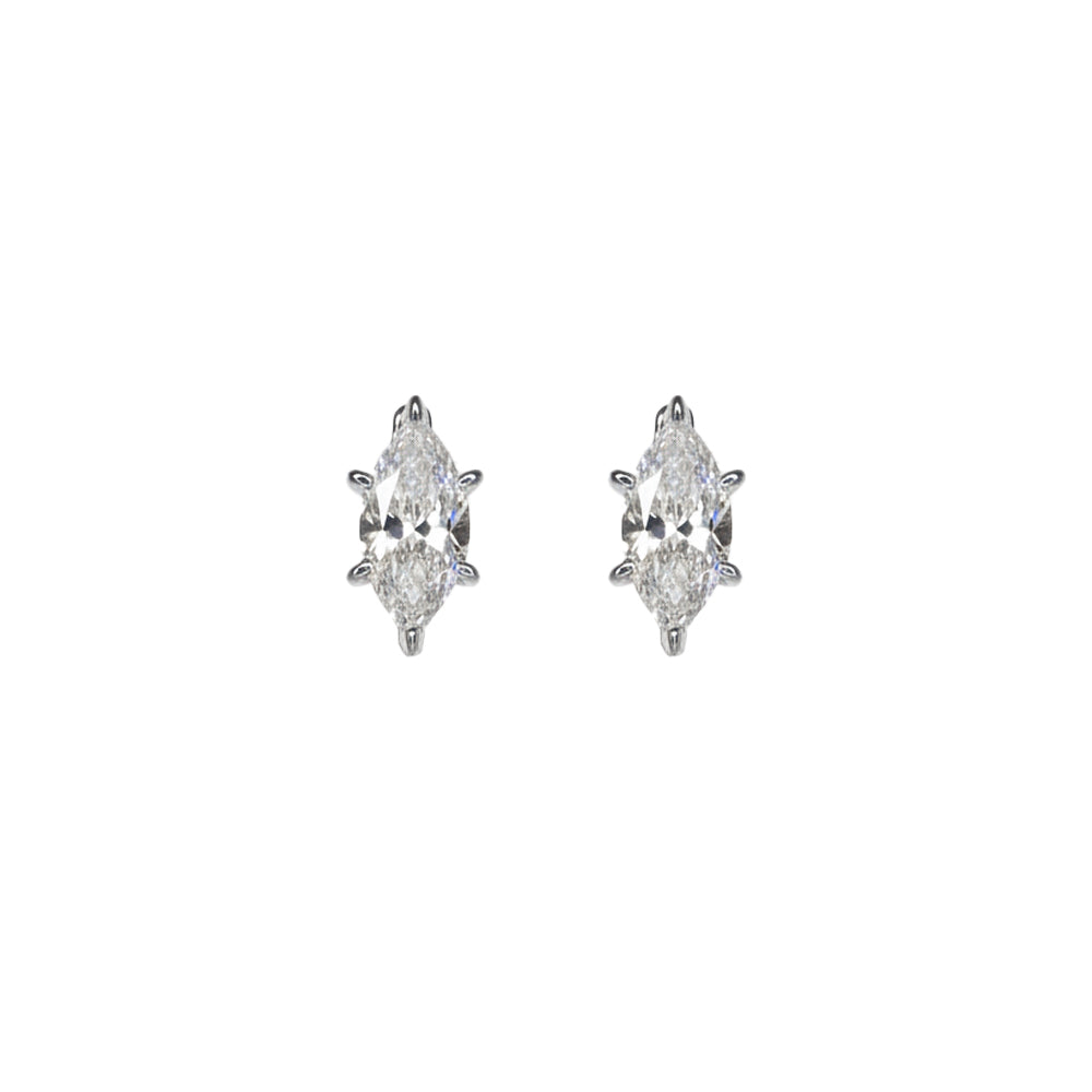 CZ Stud Earrings in White Rhodium and Clear Crystals