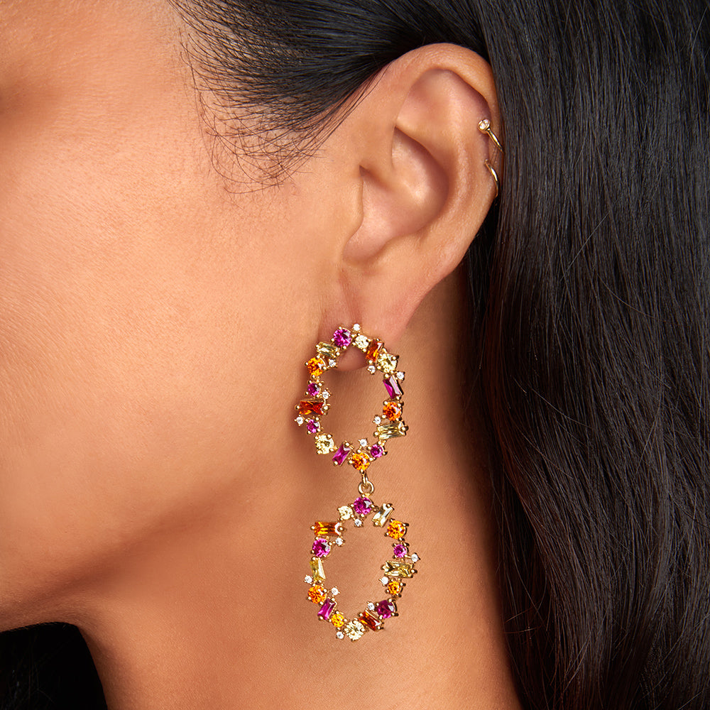 Palm Beach Earrings in Gold/Fire