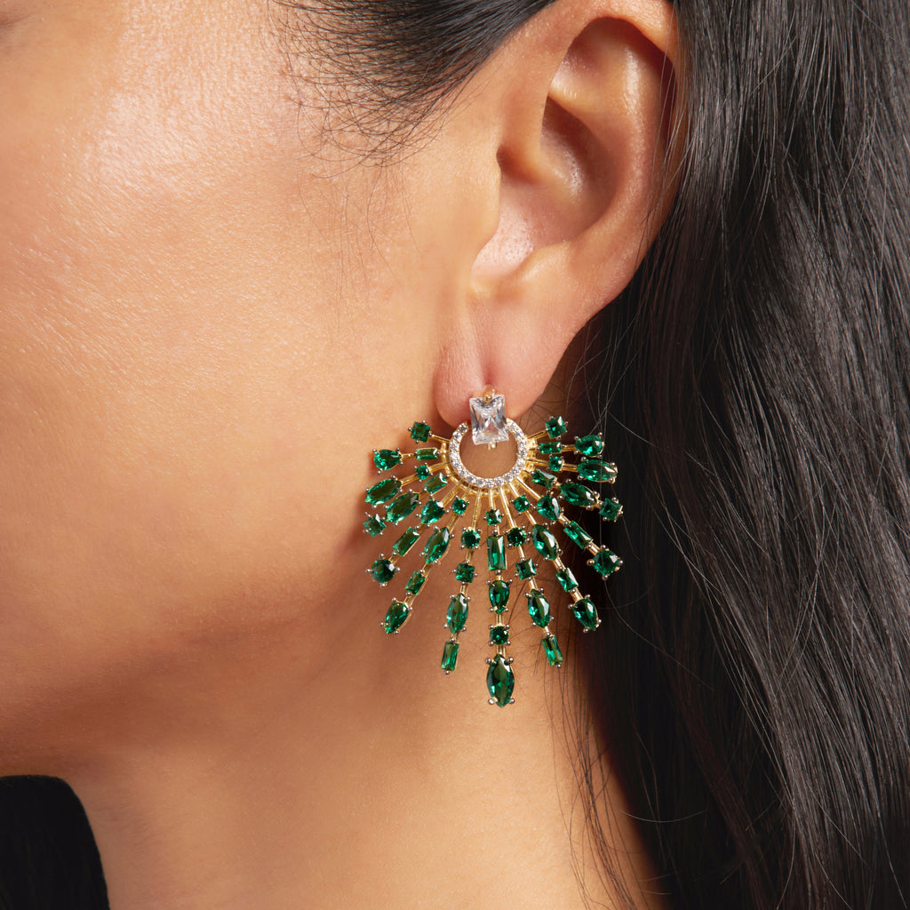 Holly Earrings in Gold/Emerald