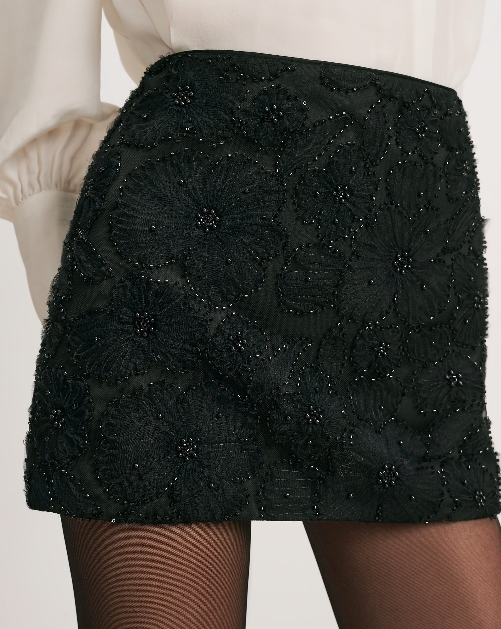 Olenna Embellished Mini Skirt in Black