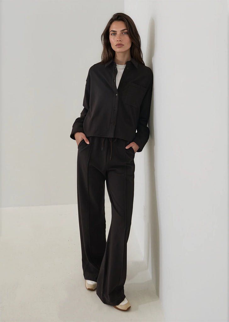 Brushed French Terry Boxy Shirt in Molasses