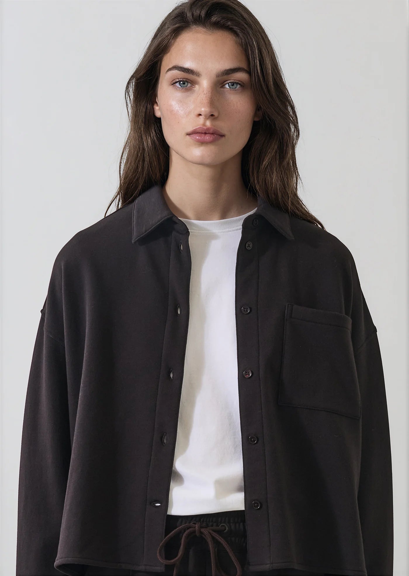 Brushed French Terry Boxy Shirt in Molasses