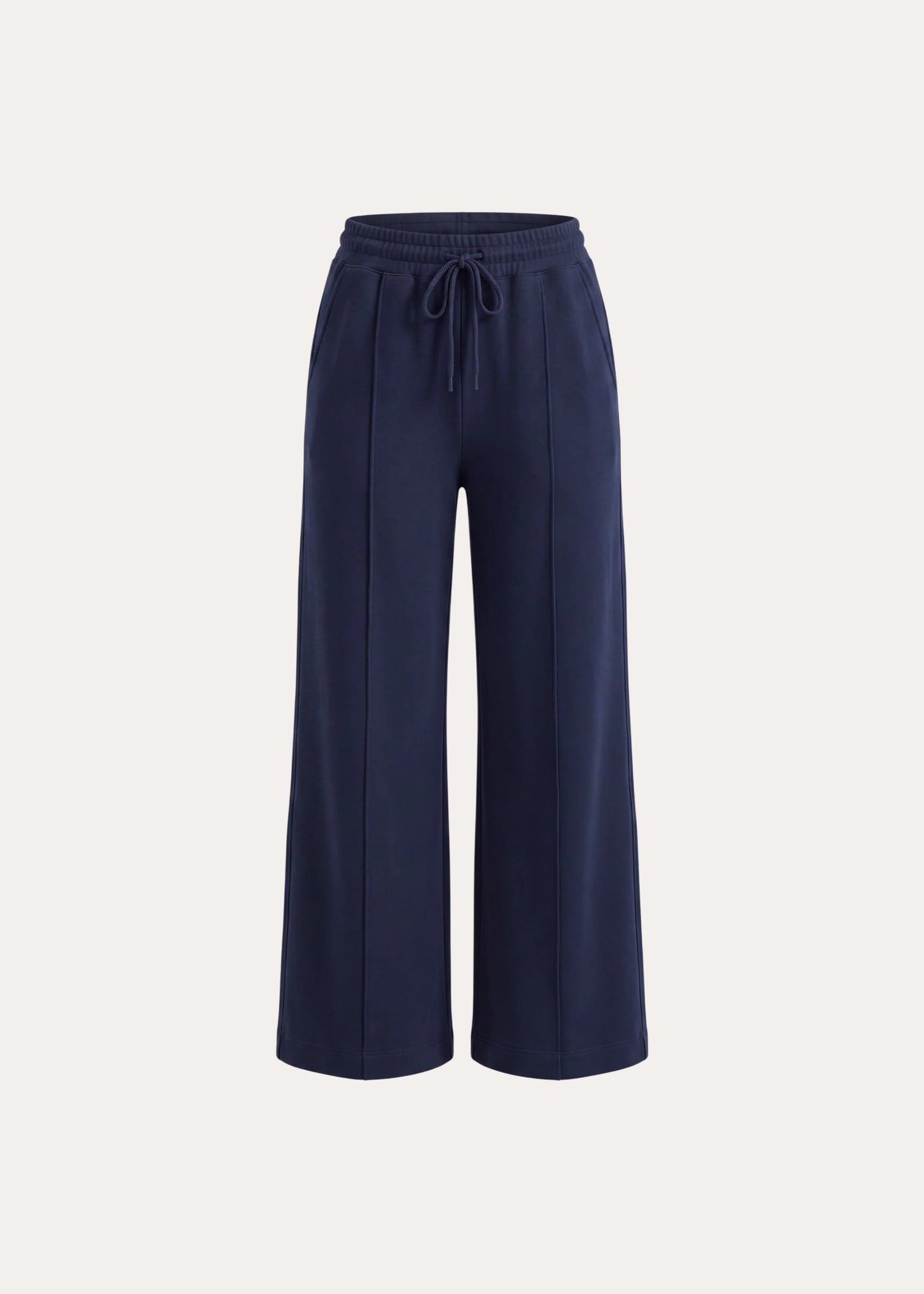 Brushed French Terry Wide Leg Pant in Dark Navy