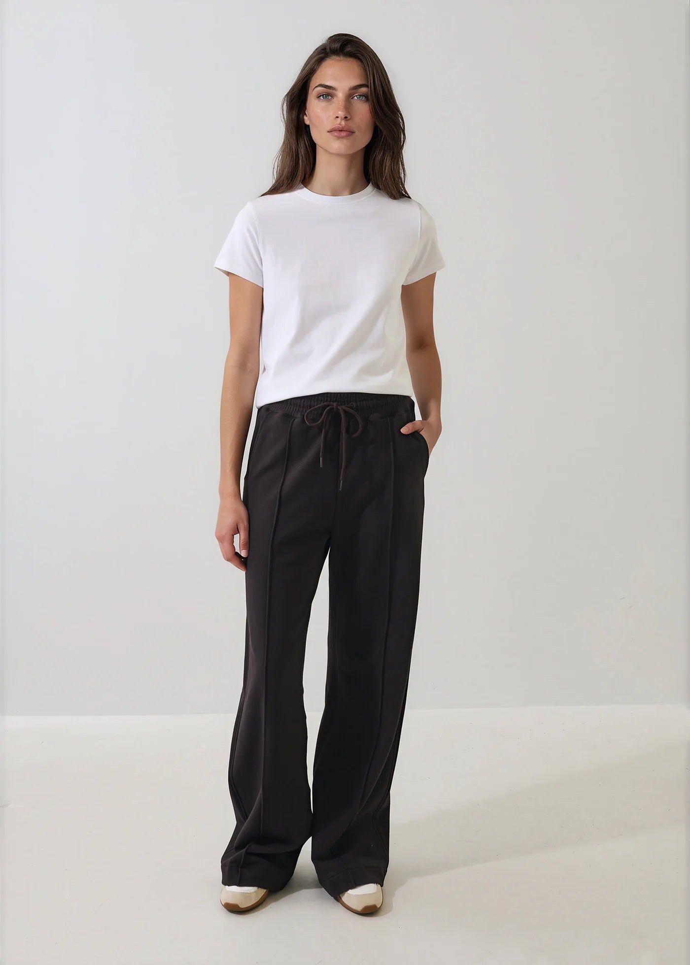 Brushed French Terry Wide Leg Pant in Molasses