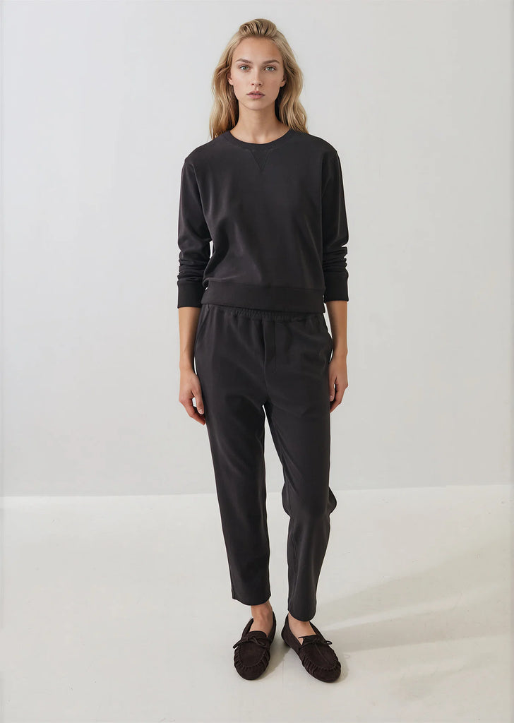 Brushed Pima Cotton Cropped Sweatshirt in Molasses