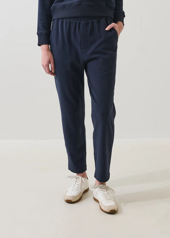 Brushed Pima Cotton Tapered Pant in Dark Navy