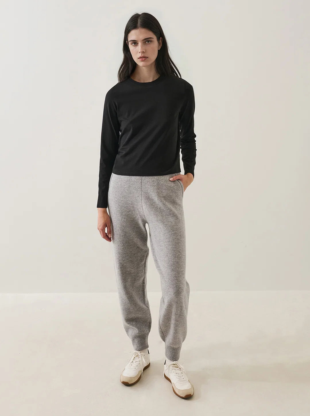 Iconic Pima Cotton Stretch Long Sleeve Baby Tee in Black