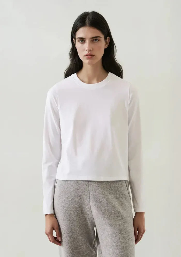 Iconic Pima Cotton Stretch Long Sleeve Baby Tee in White
