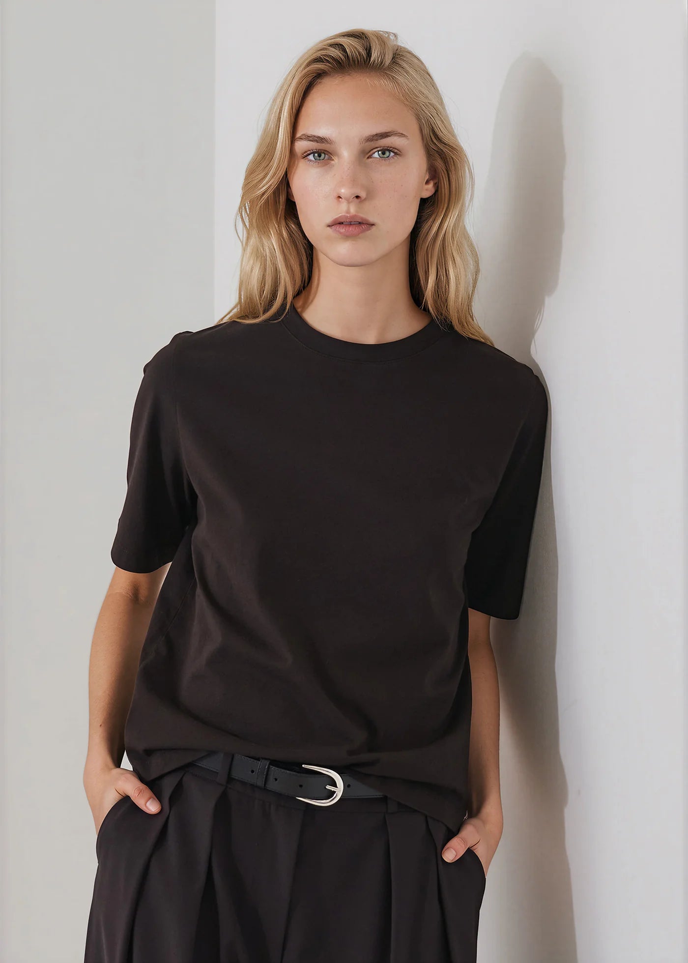 Organic Pima Cotton Relaxed Crew in Molasses
