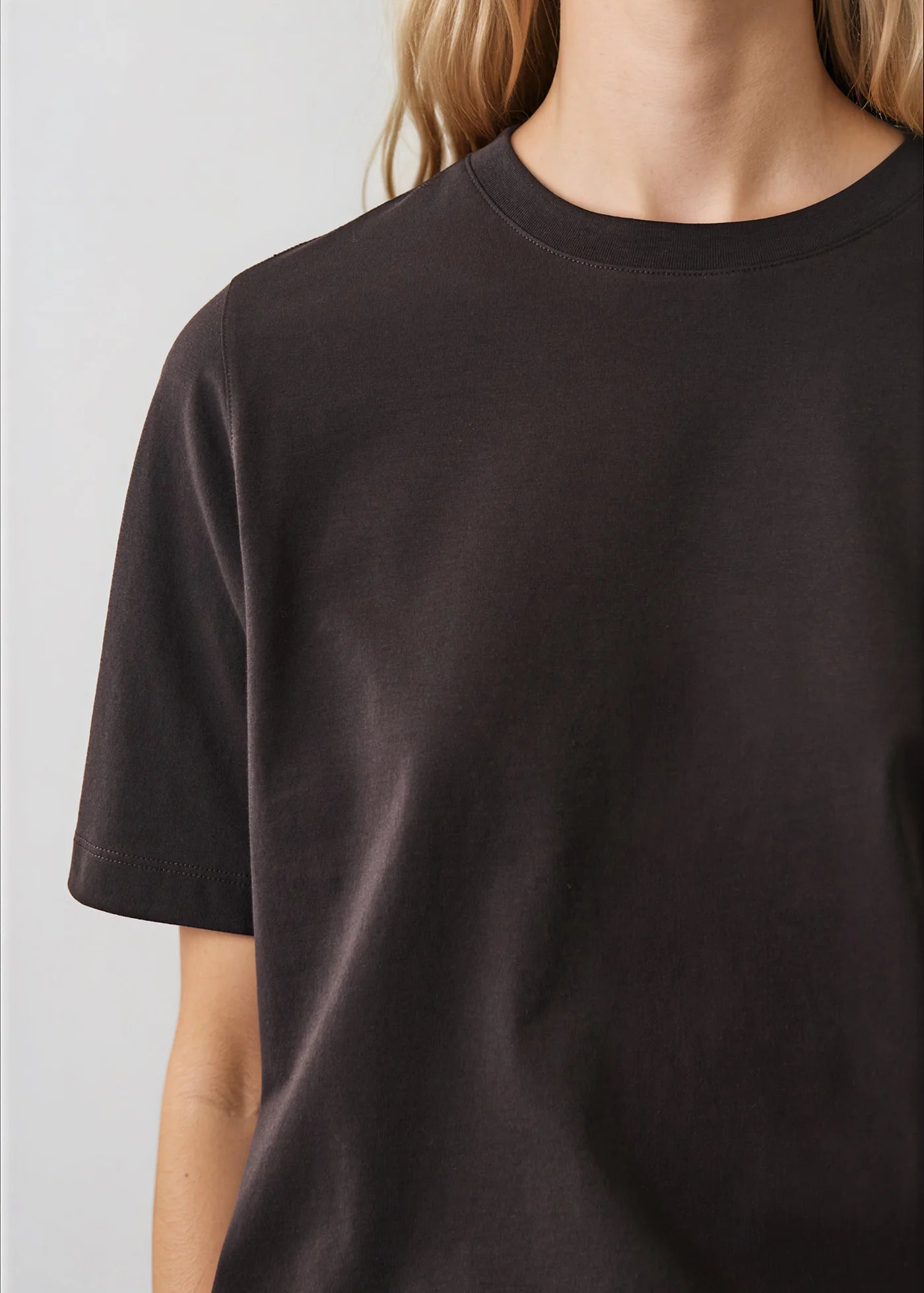 Organic Pima Cotton Relaxed Crew in Molasses
