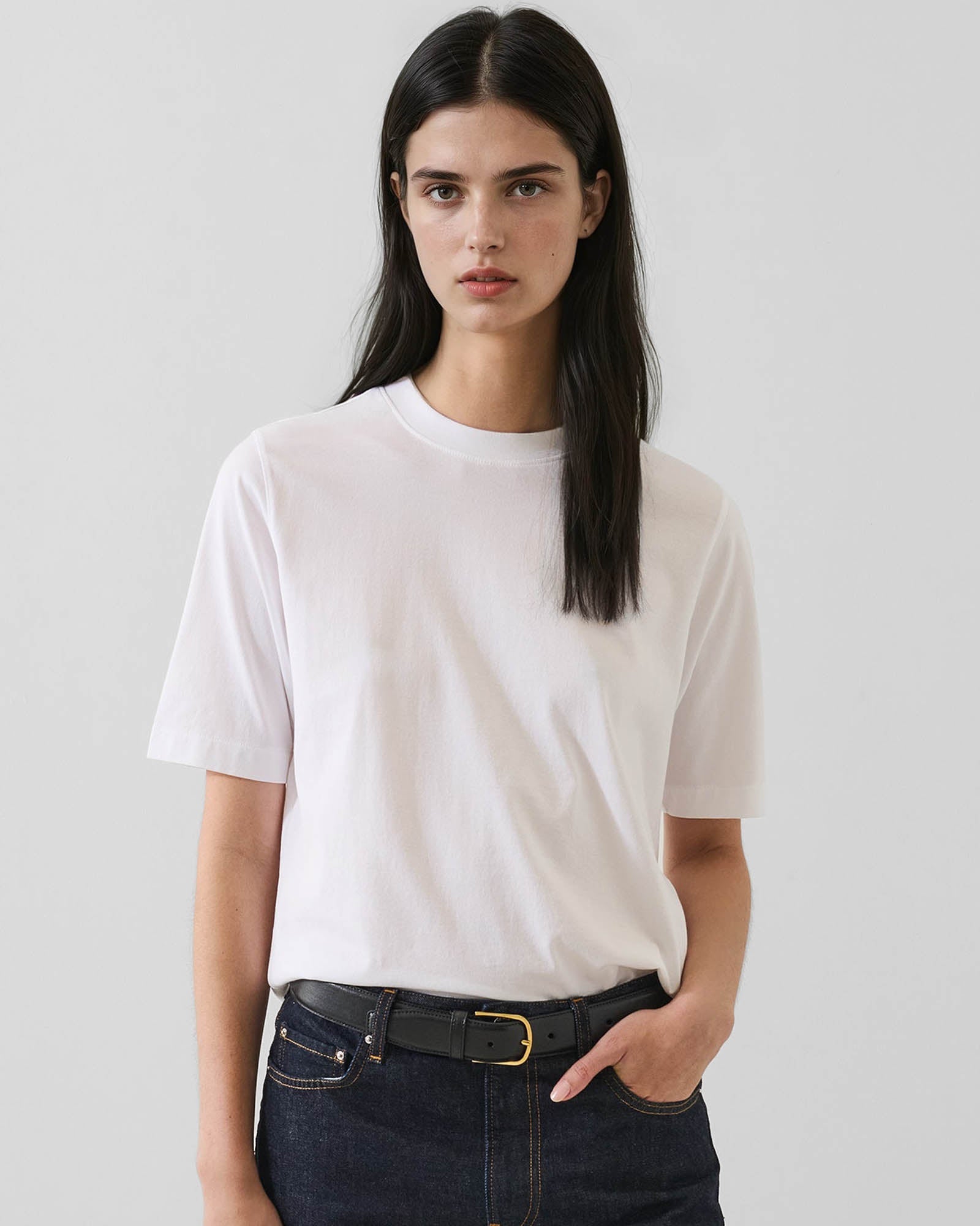 Organic Pima Cotton Relaxed Crew in White