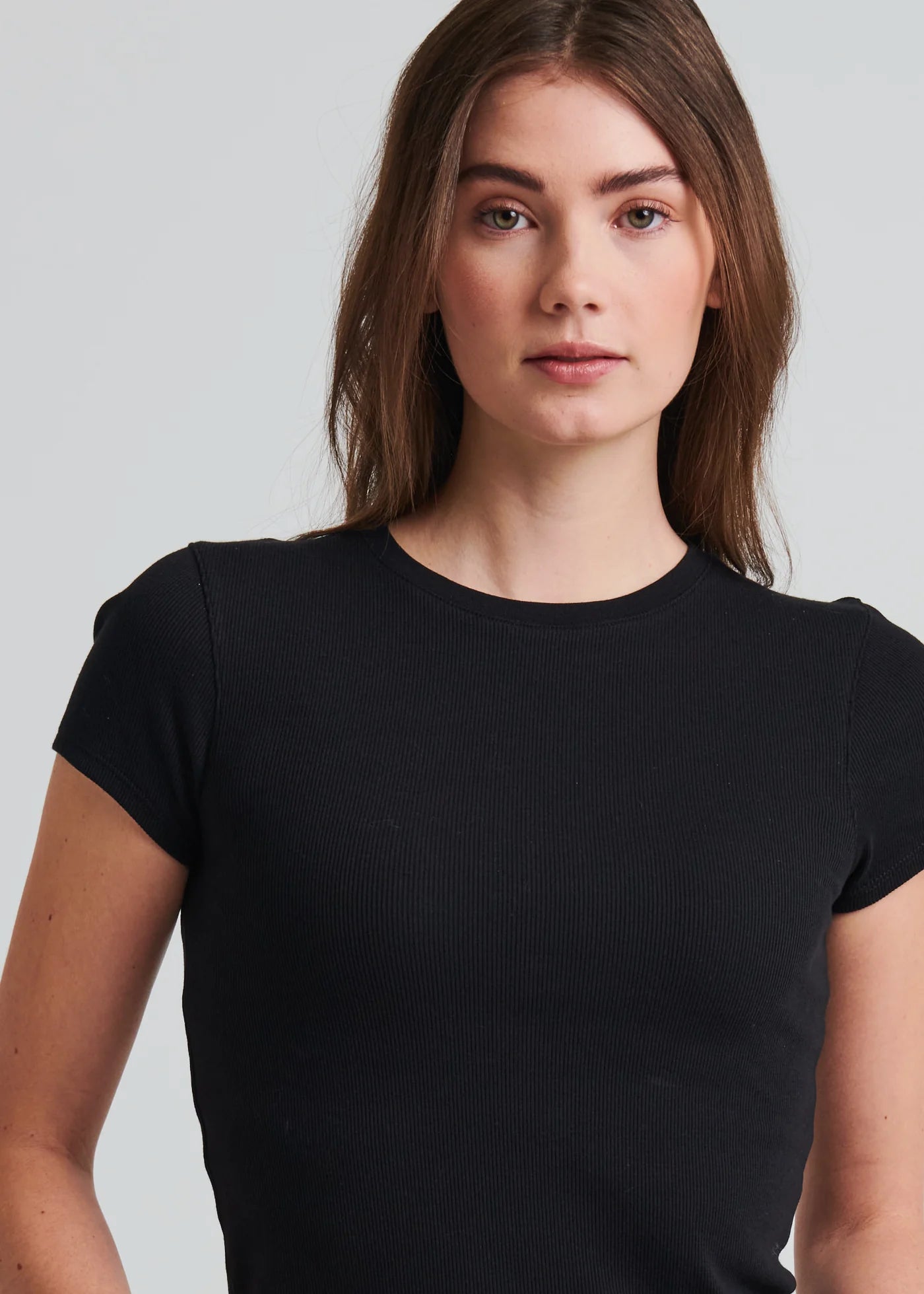 Pima Cotton Stretch Ribbed Baby T-Shirt in Black