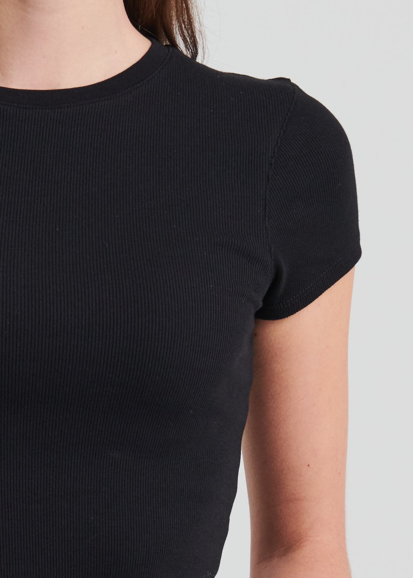 Pima Cotton Stretch Ribbed Baby T-Shirt in Black