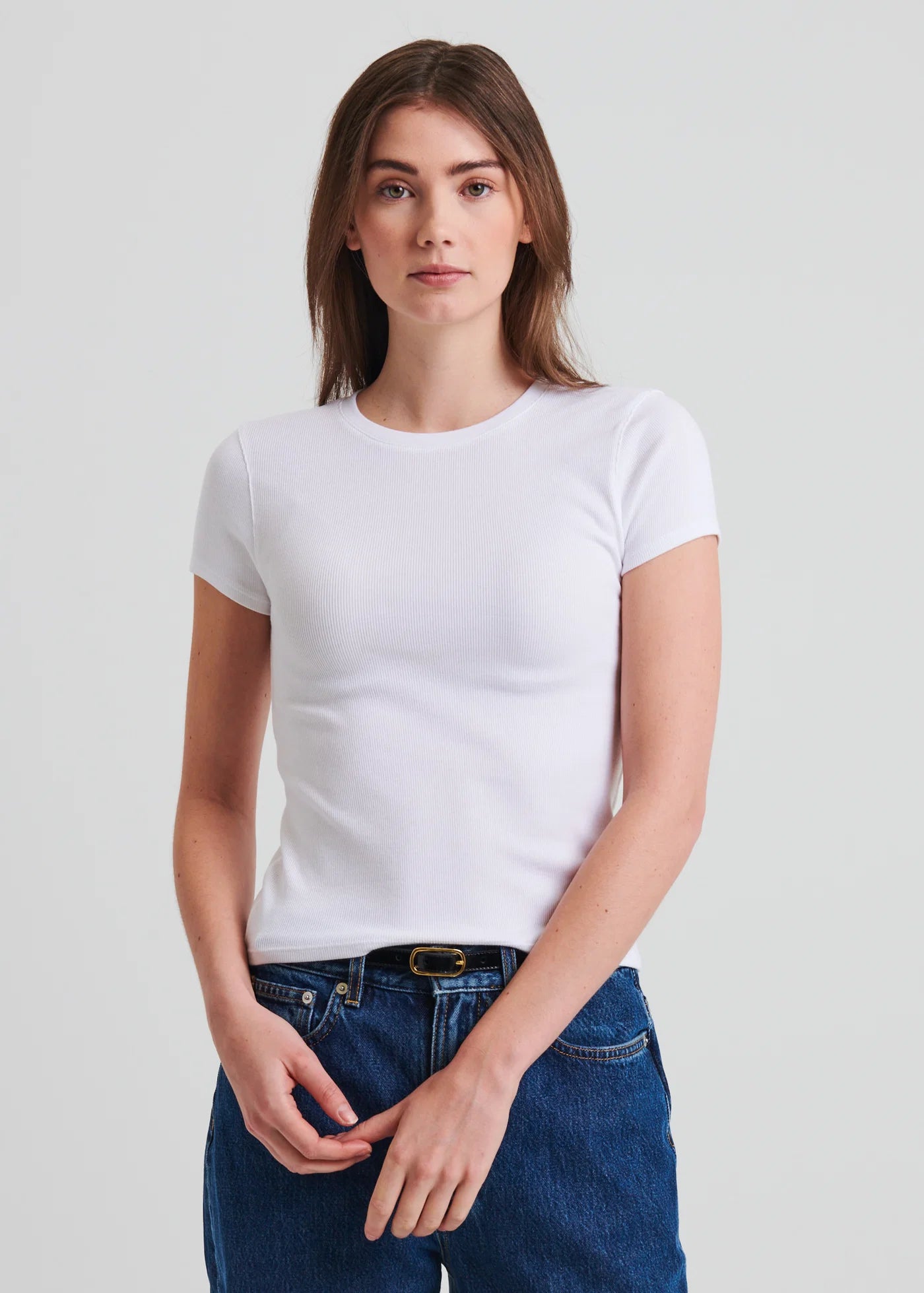 Pima Cotton Stretch Ribbed Baby T-Shirt in White