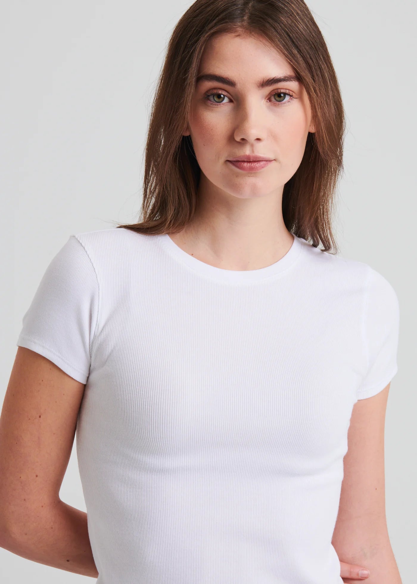 Pima Cotton Stretch Ribbed Baby T-Shirt in White