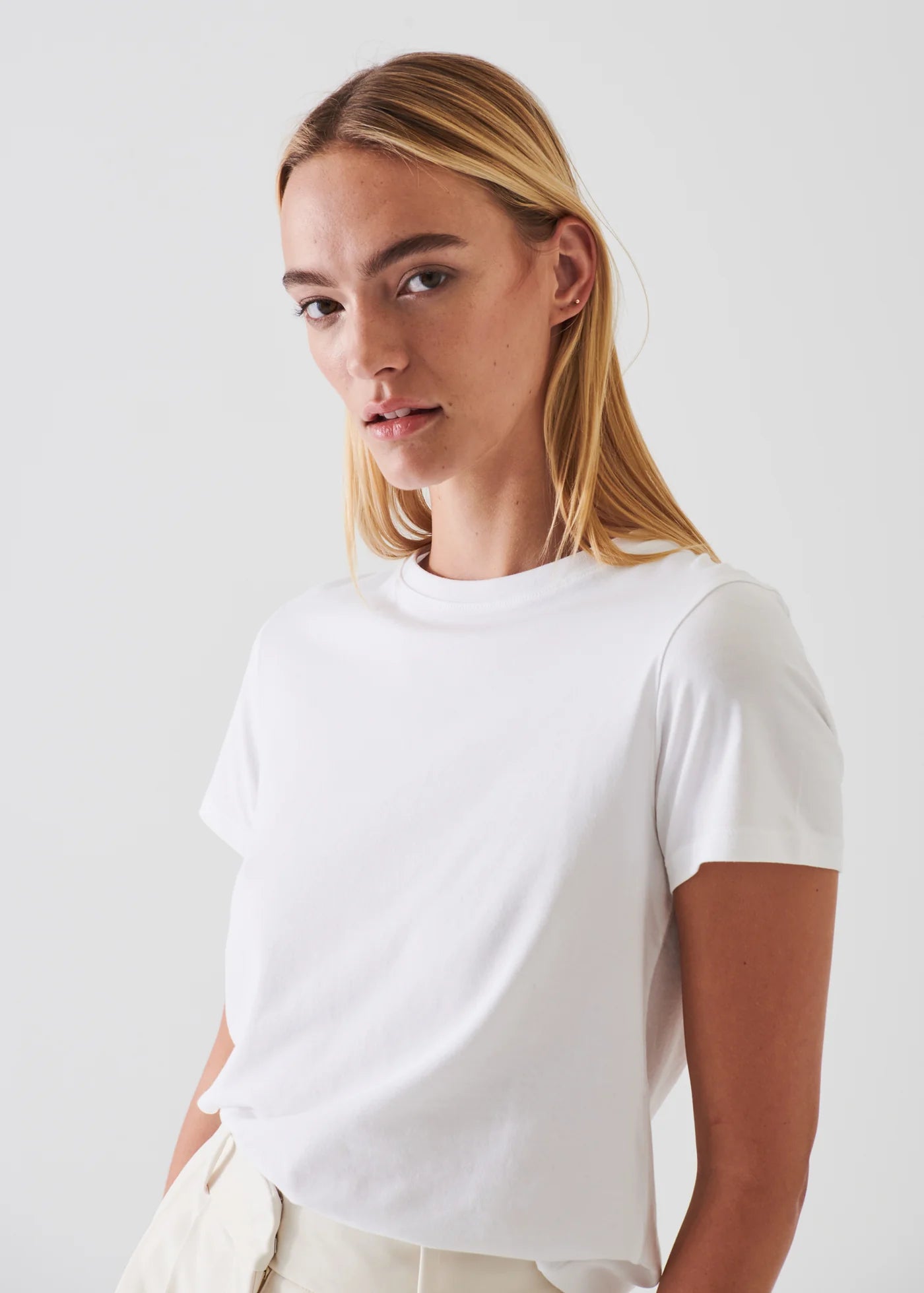 Pima Cotton Stretch Slim T-Shirt in White