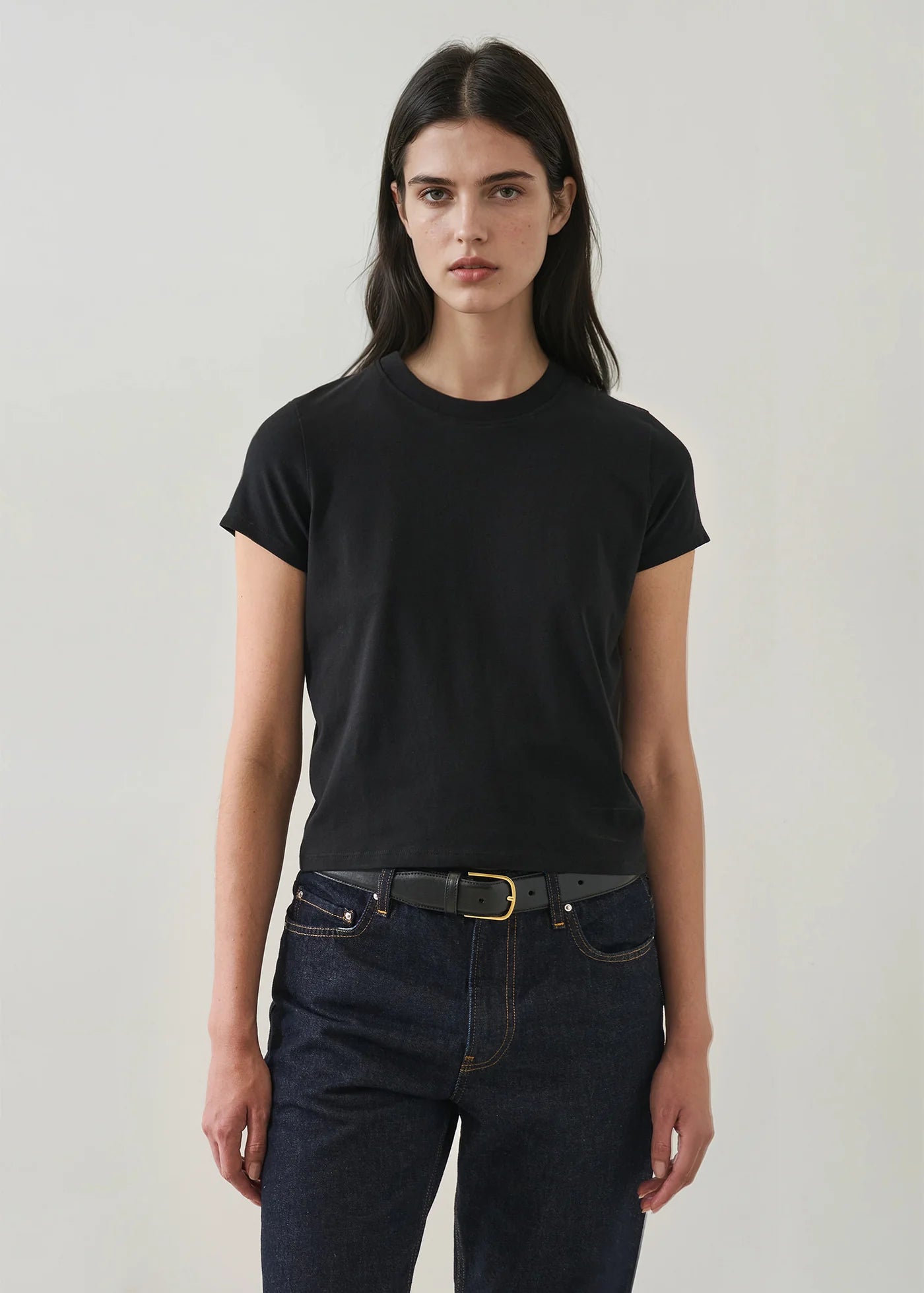 Pima Stretch Short Sleeve Baby Tee in Black