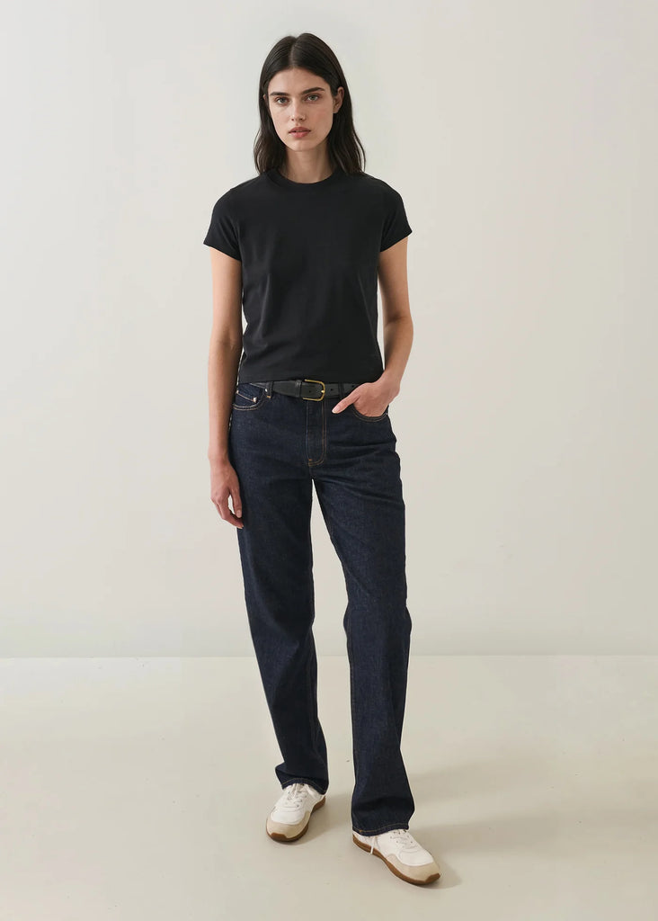 Pima Stretch Short Sleeve Baby Tee in Black
