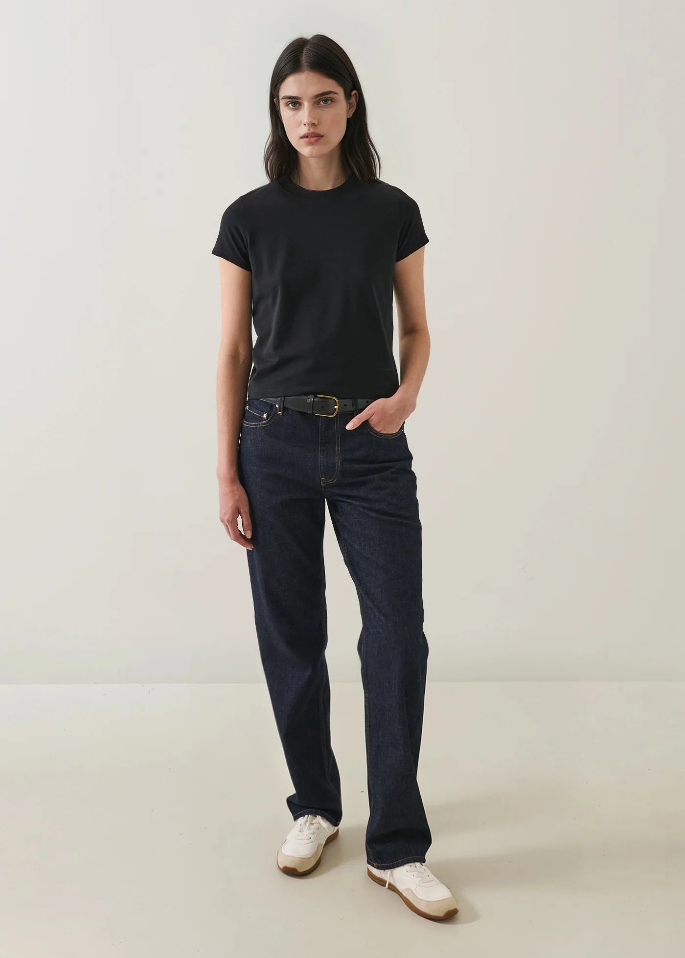Pima Stretch Short Sleeve Baby Tee in Black