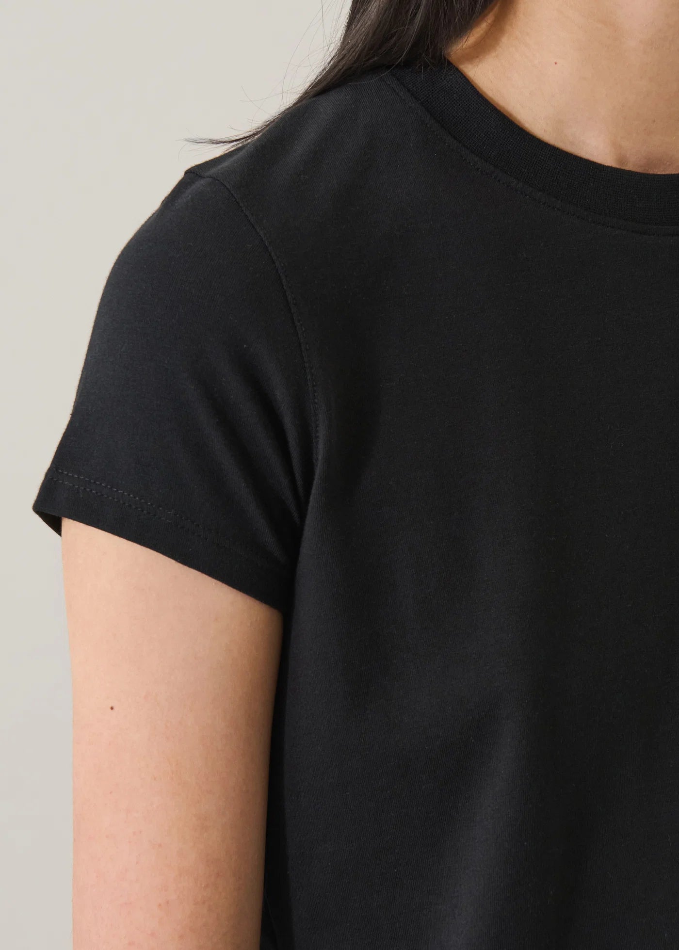 Pima Stretch Short Sleeve Baby Tee in Black