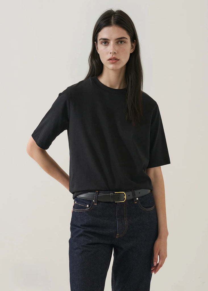 Cotton Relaxed Crew in Black