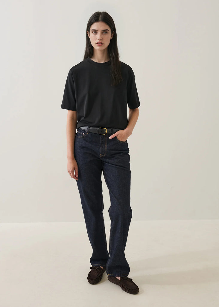 Cotton Relaxed Crew in Black