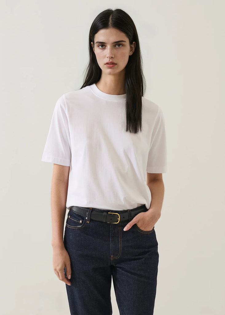 Cotton Relaxed Crew in White